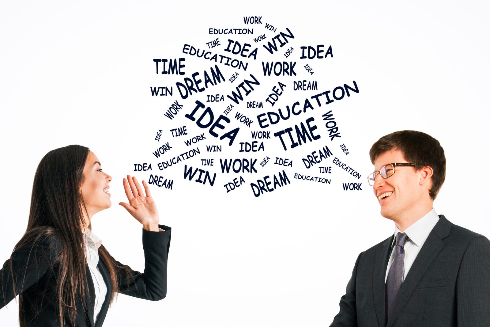 happy businessman and woman exchanging motivationa 2026 01 11 08 46 14 utc